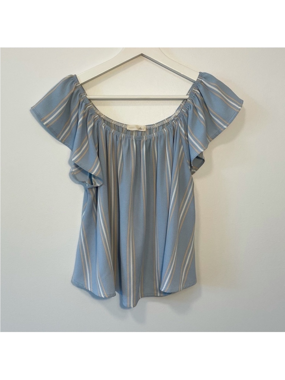 Jella C. Off The Shoulder Striped Blouse